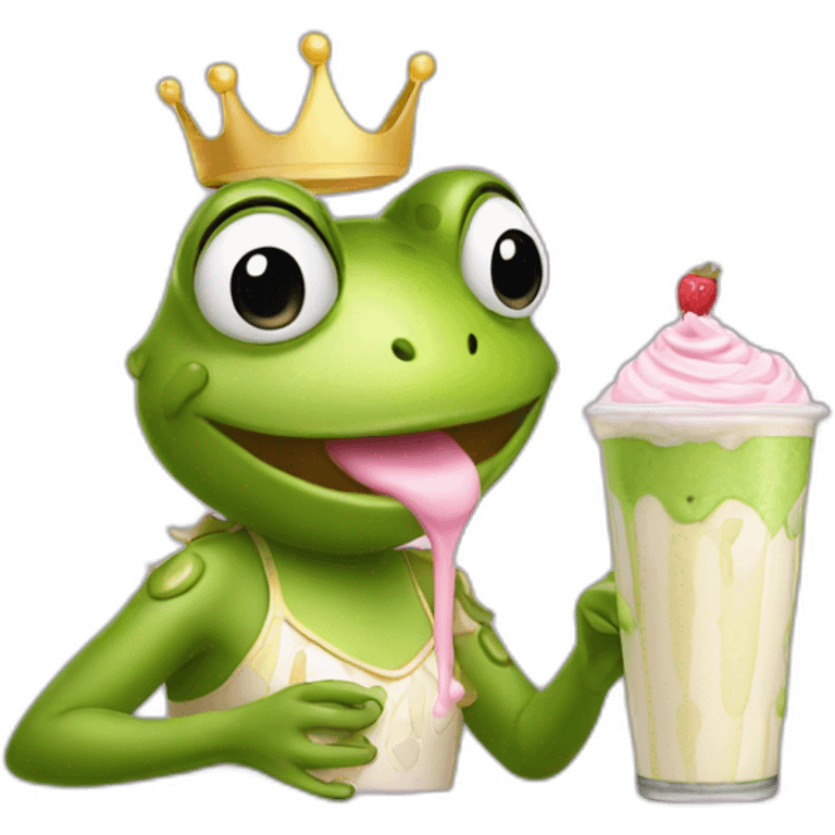 Frog Princess drinking a milkshake emoji