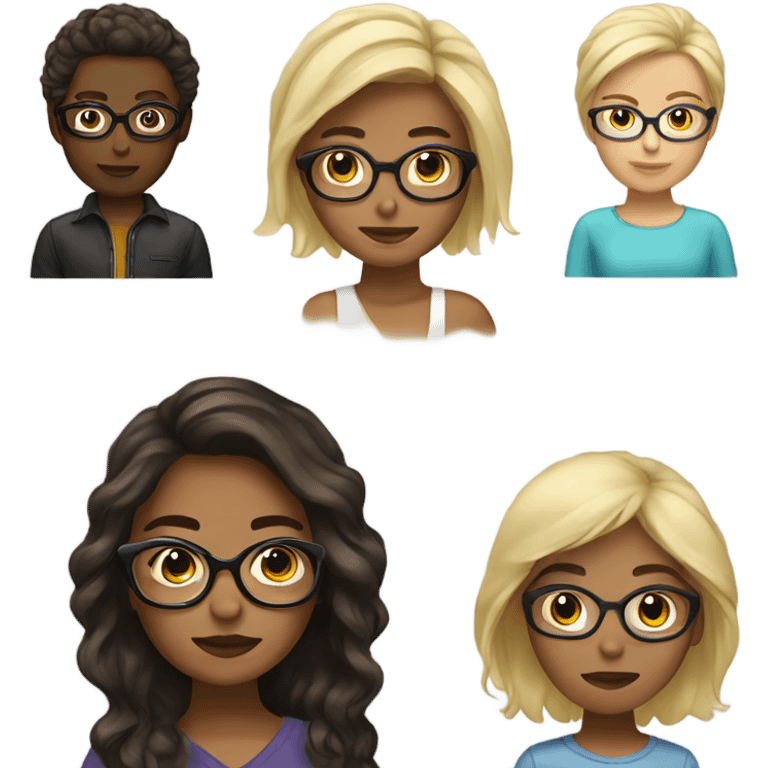 Brown skin dark brown hair with blonde highlights girl with glasses emoji