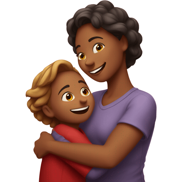 Mom hugging son happy valentines day emoji