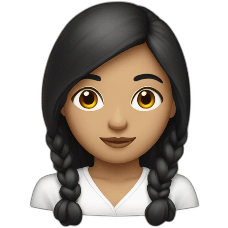 Mujer blanca,pelo negro y largo,ojos negros,cara hermosa emoji