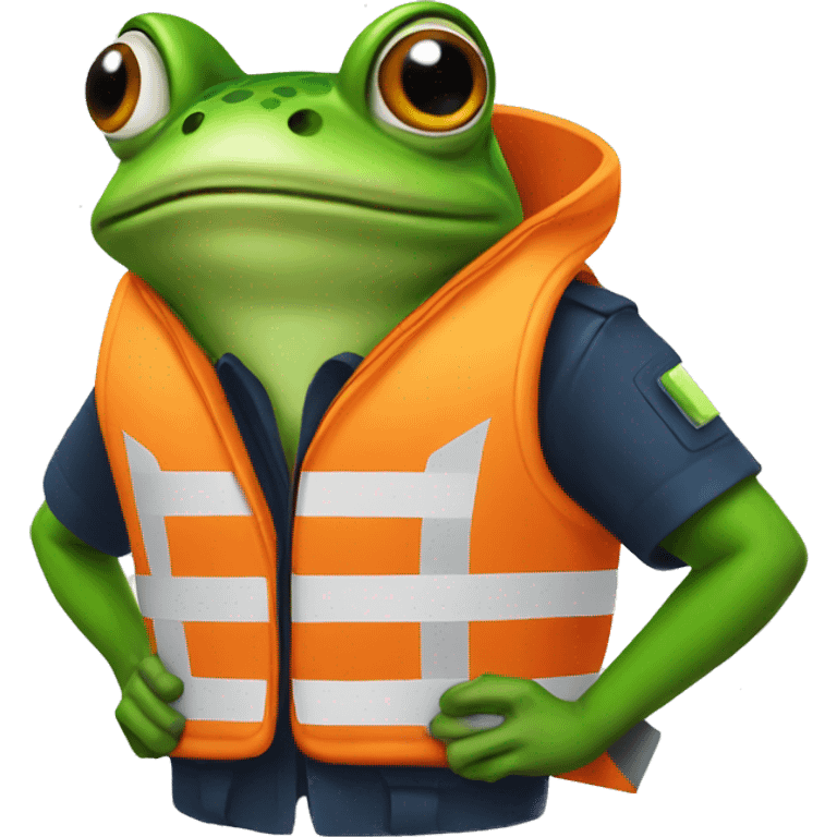 frog in orange high vis vest emoji