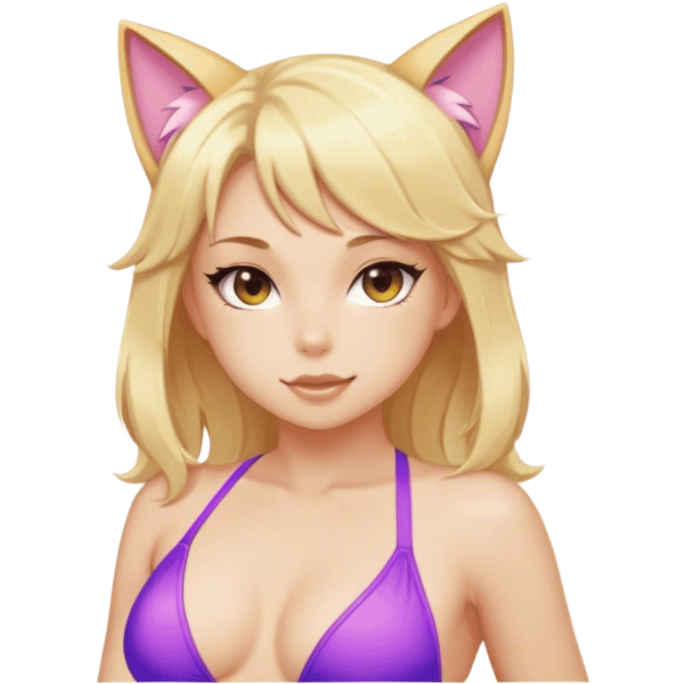 hot catgirl blonde swim suit emoji