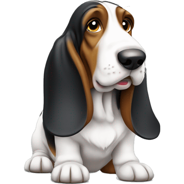 Tri-colour basset hound emoji