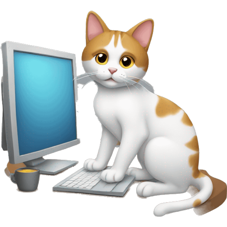 cat sitting at computer emoji