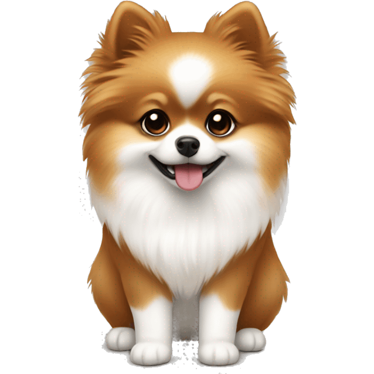 Pomeranian White and brown. cute emoji