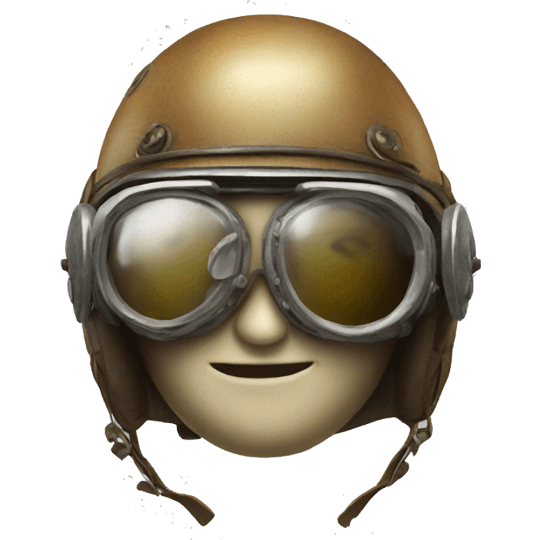 Old aviator helmet with spirals in the glasses emoji