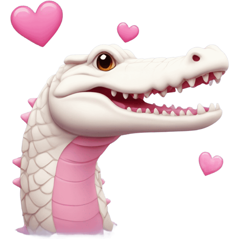 Albino crocodile with pink hearts emoji