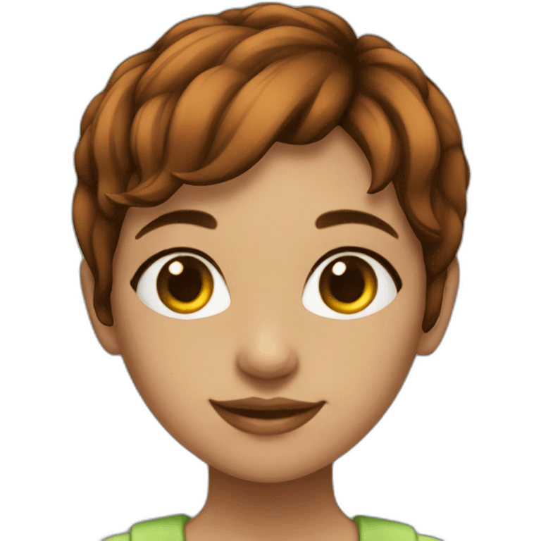 girl brown pixie hair with book emoji