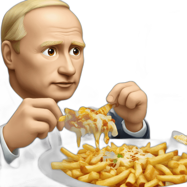 Vladimir poutine en train de manger une poutine emoji