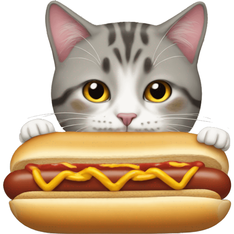 cat eating a hotdog  emoji