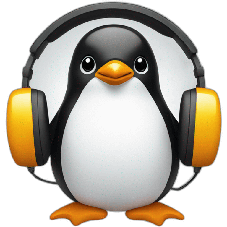 A penguin wearing a headphone emoji