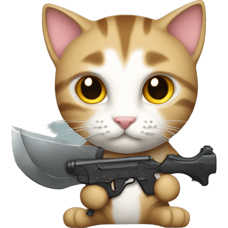 cat with large weapon\ emoji