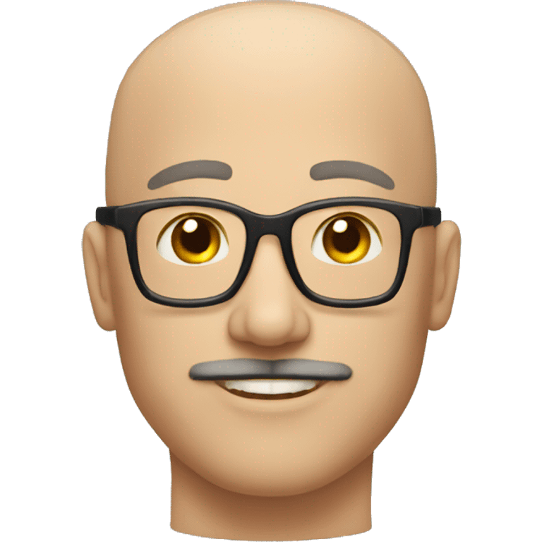 Bald fit man with specks and moustache emoji