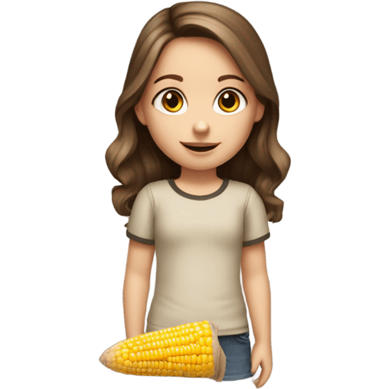 Caucasian little girl with brown hair that uses a corn-hole bag as her favorite doll emoji