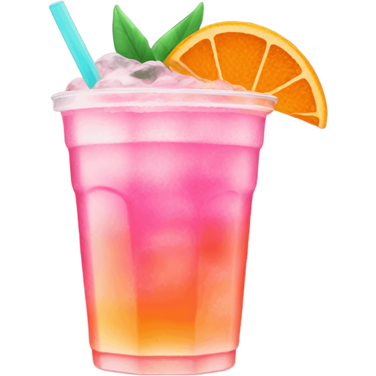 pink and orange tropical iced drink emoji