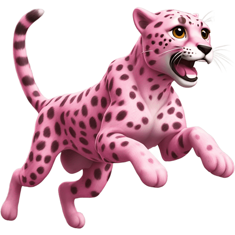 Realistic Pink cheetah running emoji