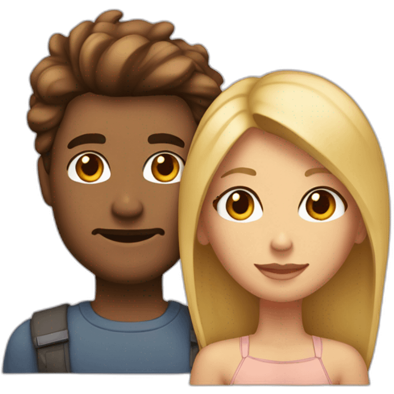 Homme brun cheveux cour en couple avec une femme blonde emoji