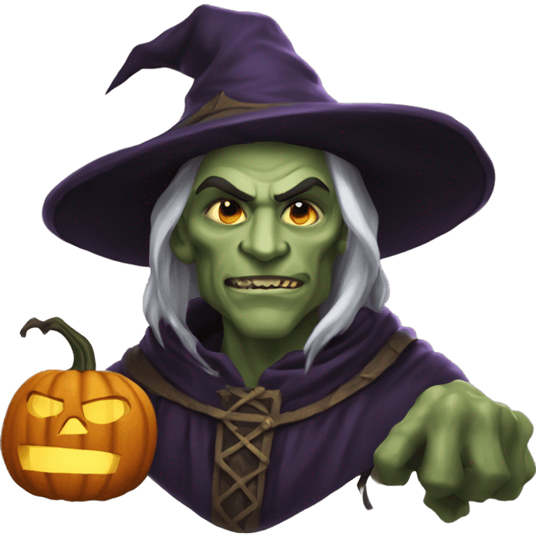 half-orc male wizard necromancer pumpkin emoji