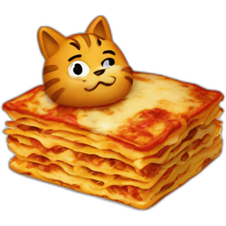 Garfield with a lasagna emoji