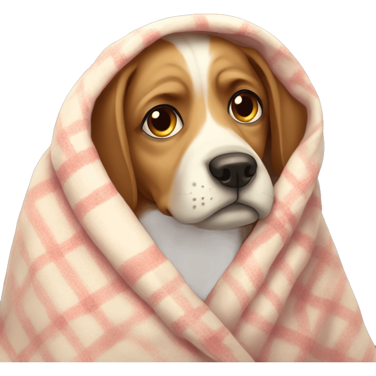 really sad dog in blanket  emoji