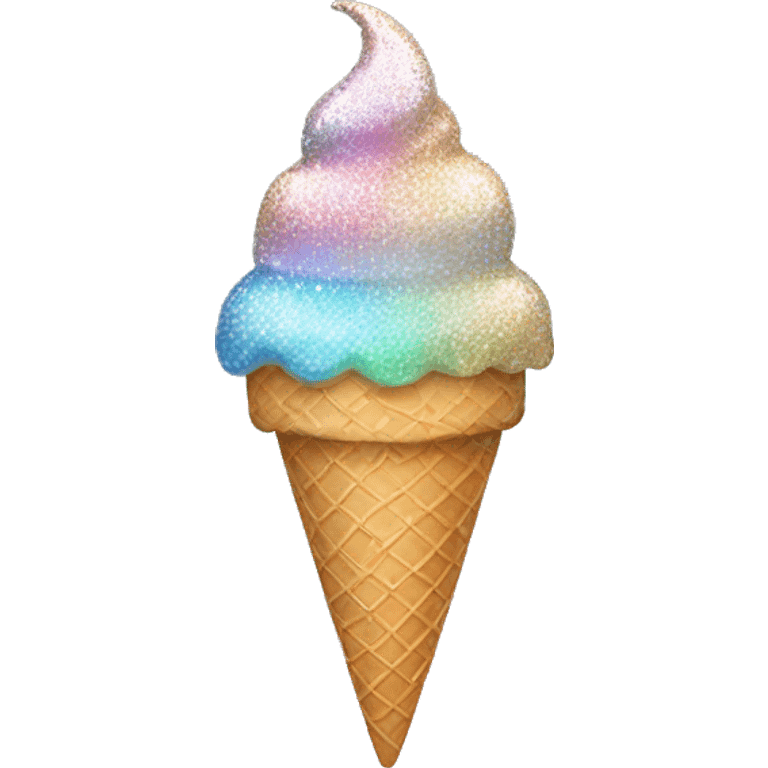 shimmering holographic ice cream cone with glittery sprinkles emoji