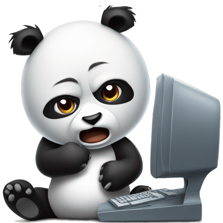 Angry panda throwing computer emoji