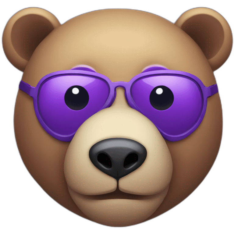 Purple bear head with a eyepatch on the left eye emoji