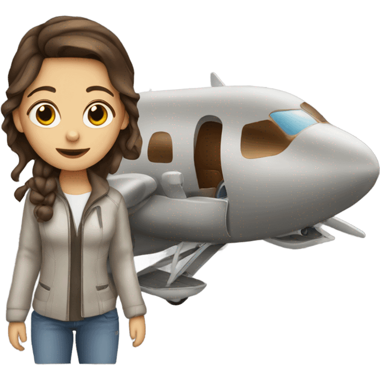 Girl with brown hair in a plane emoji