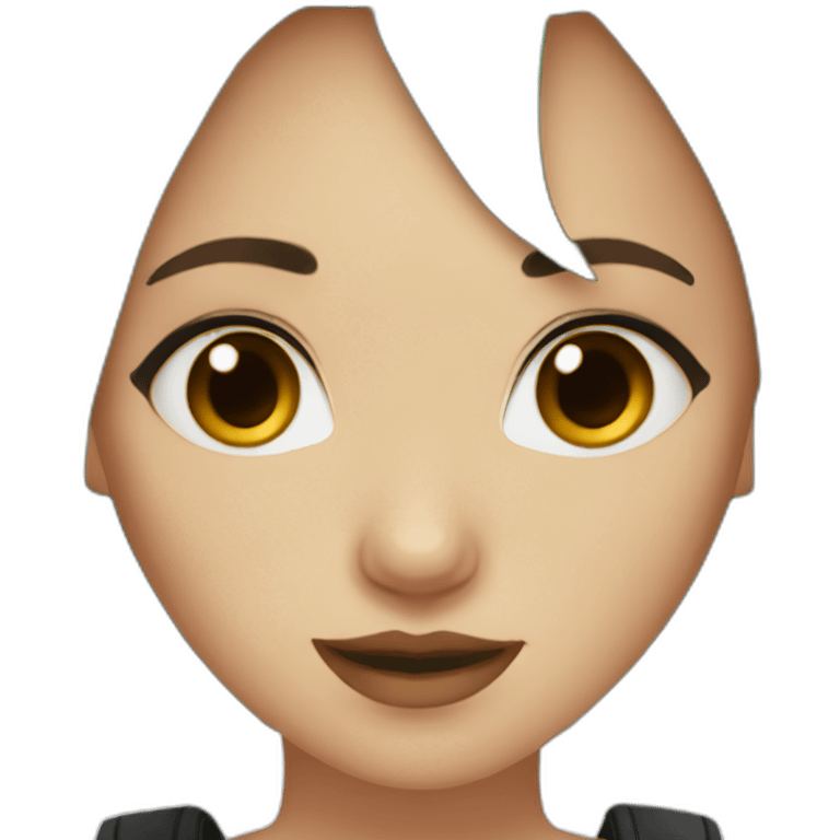 short orange hair with dark brown roots girl with green eyes and a septum piercing emoji