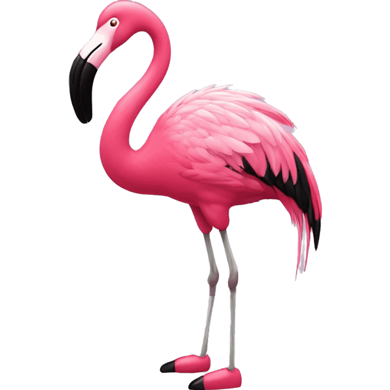 "A pink flamingo with tap-dancing shoes. emoji