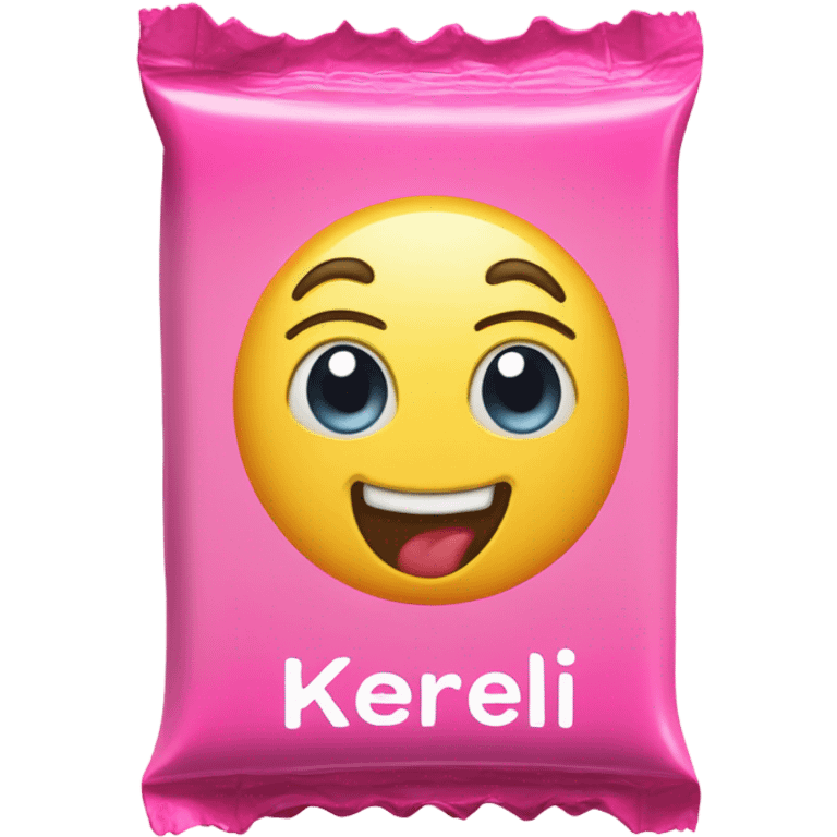 pink candy bar with the inscription “kerlli” emoji