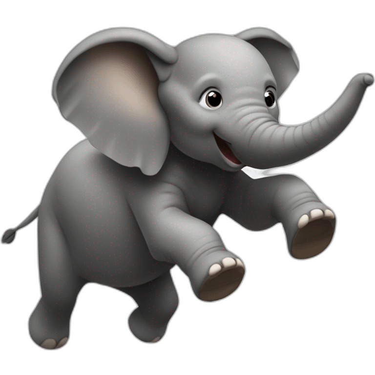 Elefant jumping parashout emoji