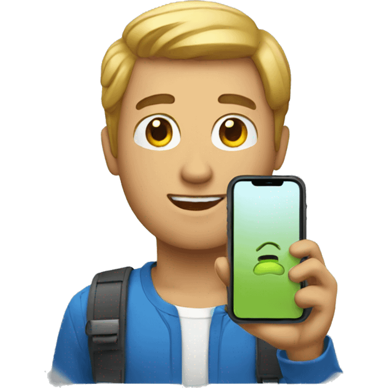 A guy with a iPhone  emoji