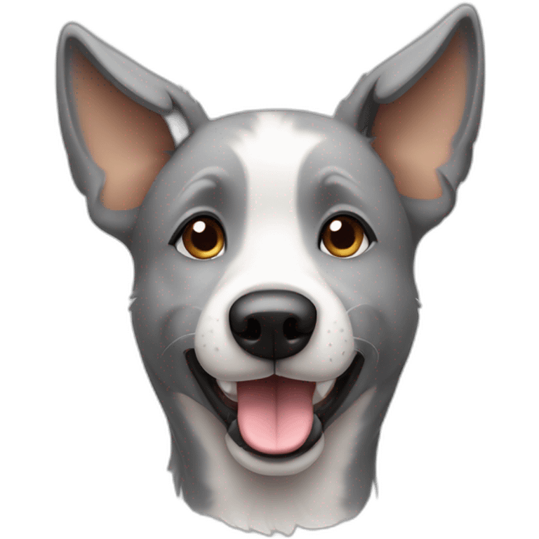 cute gray-white mongrel dog with ears up emoji