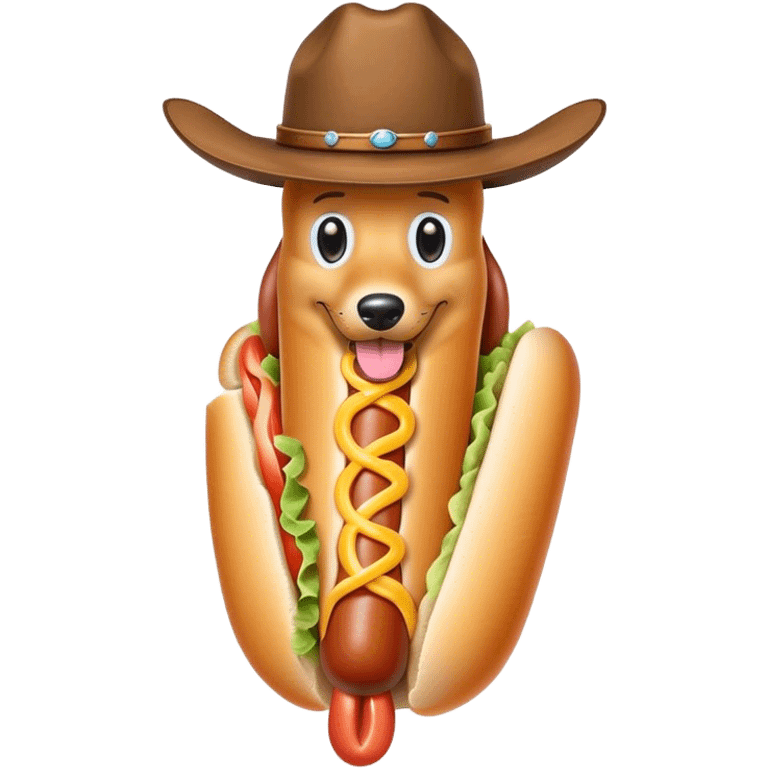 Hot dog with cowboy hat emoji