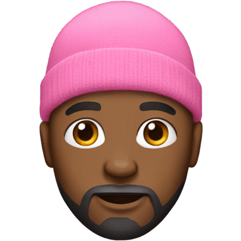 Bald black man with a beard and pink beanie emoji