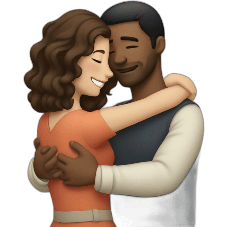 woman hug to man emoji