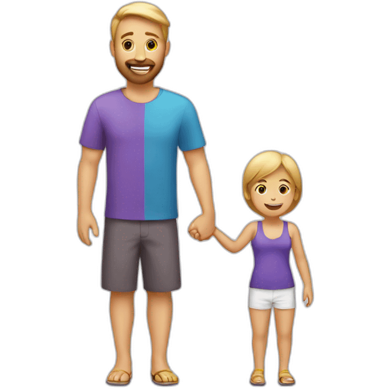 a white family with a kid, vacation purple icon emoji