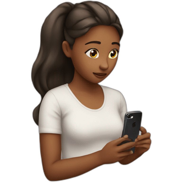 a girl watching her iphone emoji