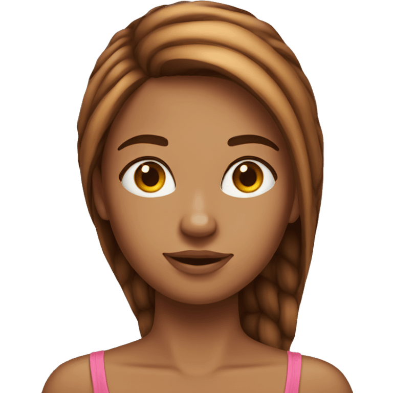 Tanned girl, long eyelashes, ginger straight hair  emoji