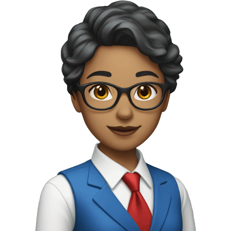 woman in blue suit, white shirt and red tie emoji