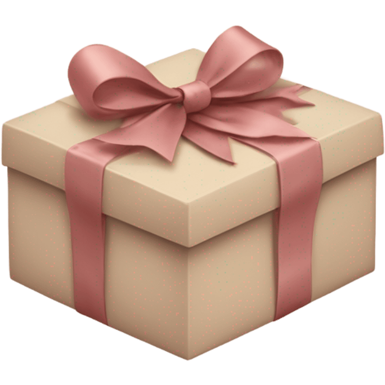 Beige gift box: A sophisticated beige box with a dusty rose, a soft pinkish-red tone with earthy undertones bow and matching ribbon, giving it a soft, elegant, and vintage holiday vibe emoji