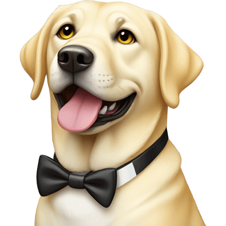 yellow lab dog wearing a tuxedo emoji