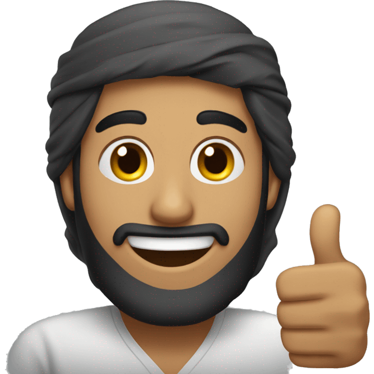 Smling Arabic man showing thumbs up  emoji