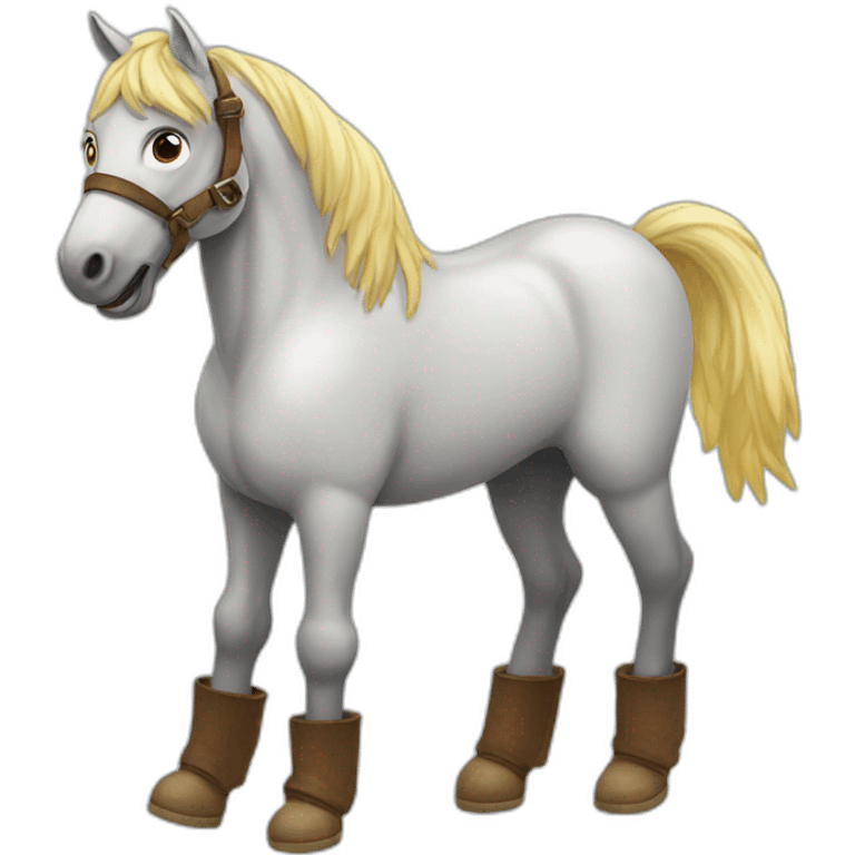 Horse wearing moonboots emoji