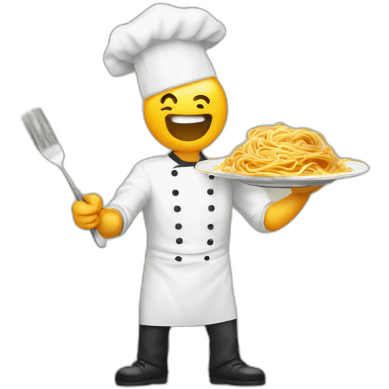 A plate of spaghetti attacking chef emoji