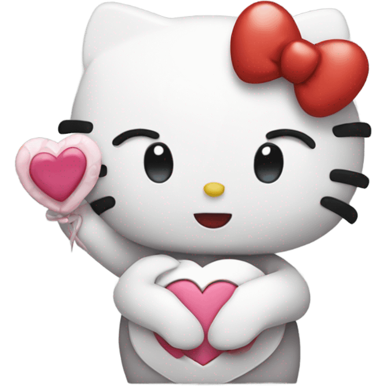 Hello kitty holding a heart emoji