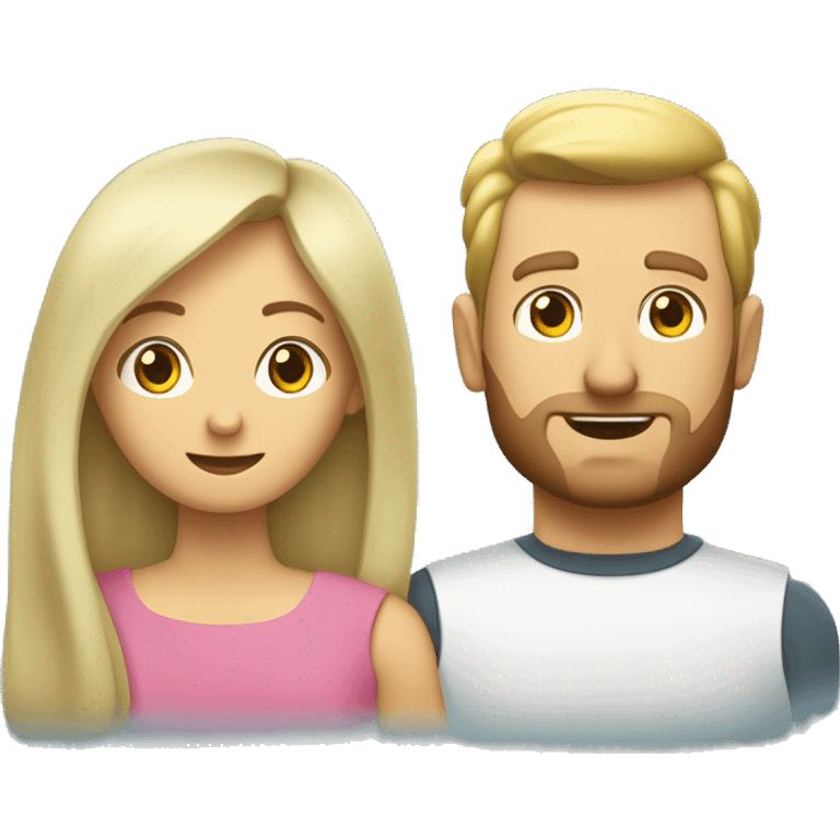 Trainierter Mann mit braunen Haaren und Bart mit Frau blond jung hübsch grüne Augen festlichen schick  emoji