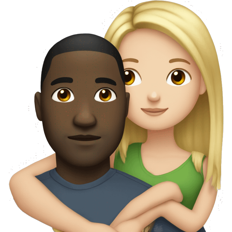 White girl big cuddling black man emoji