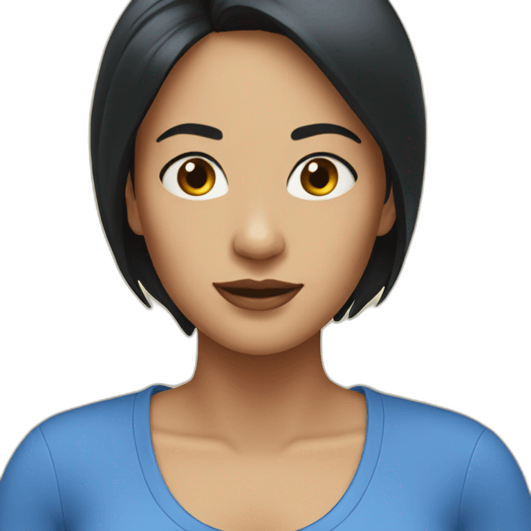 woman with black hair wearing blue clothes emoji